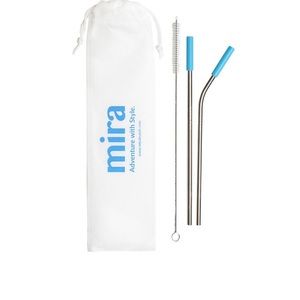 Stainless steel straw set